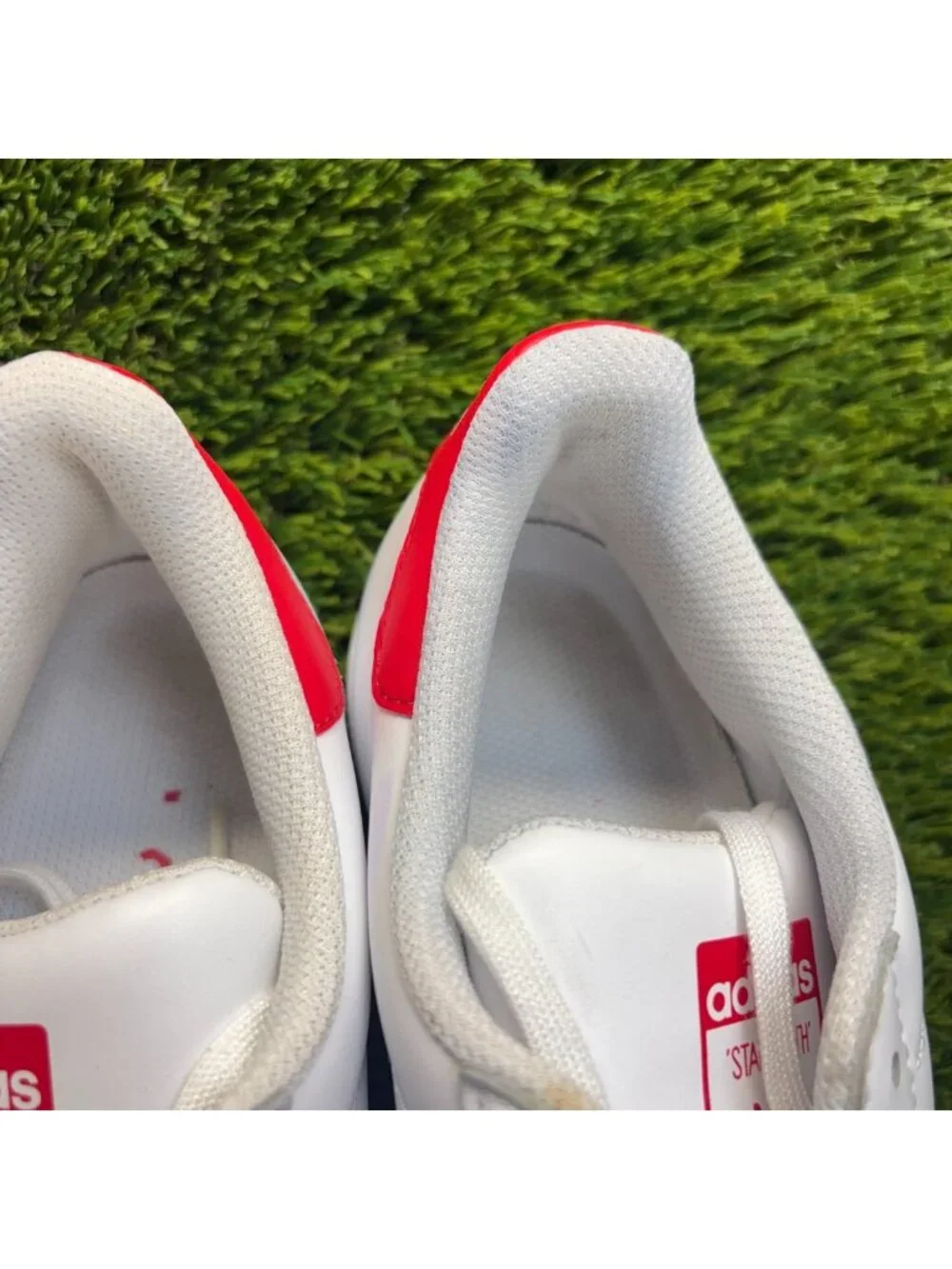 Adidas Stan Smith Low Boys Size 5.5Y White Red Athletic Leather Shoes Sneakers